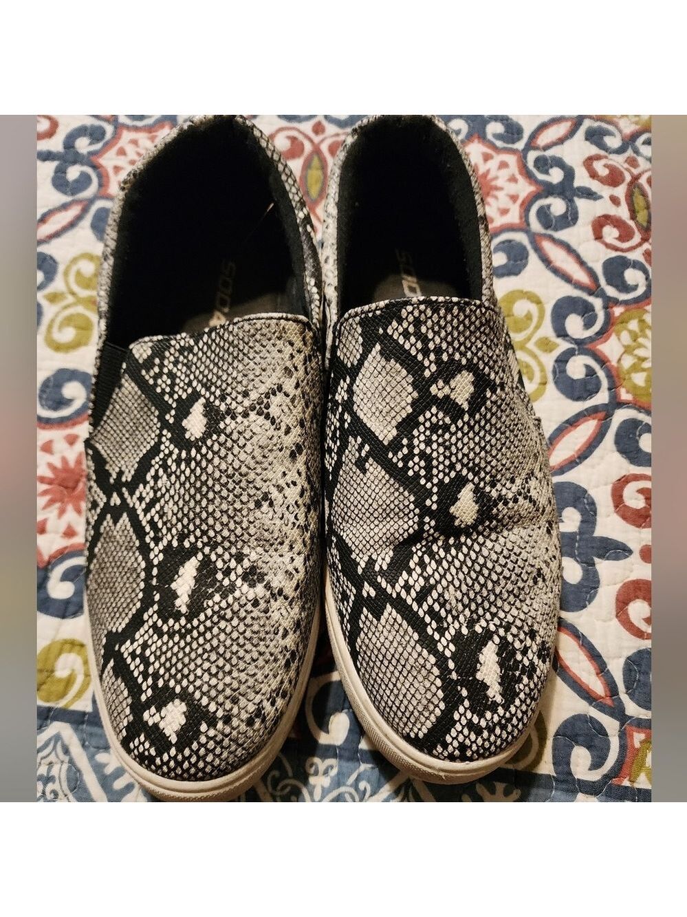 Van Style Snakskin Slip Ons